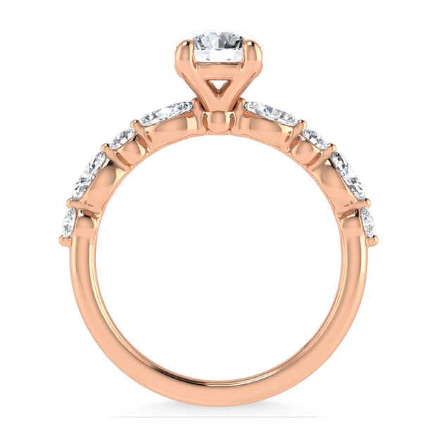 14K Rose Gold Lab Grown Diamond 1 1/3 Ct.Tw. Engagement Ring (Center 1 ct)