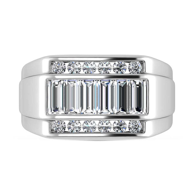 14K White Gold Lab Grown Diamond 1 7/8 Ct.Tw.  Diamond Mens Ring