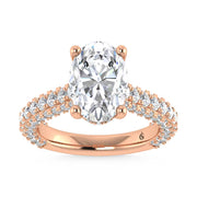 14K Rose Gold Lab Grown Diamond 4 1/5 Ct.Tw. Oval Shape Engagement Ring