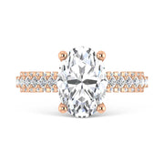 14K Rose Gold Lab Grown Diamond 4 1/5 Ct.Tw. Oval Shape Engagement Ring