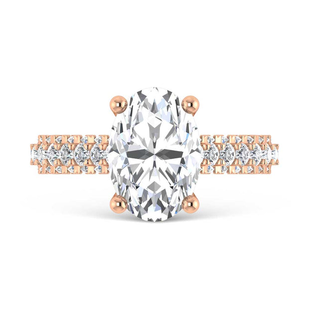 14K Rose Gold Lab Grown Diamond 4 1/5 Ct.Tw. Oval Shape Engagement Ring