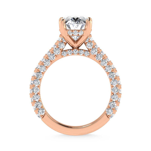 14K Rose Gold Lab Grown Diamond 4 1/5 Ct.Tw. Oval Shape Engagement Ring