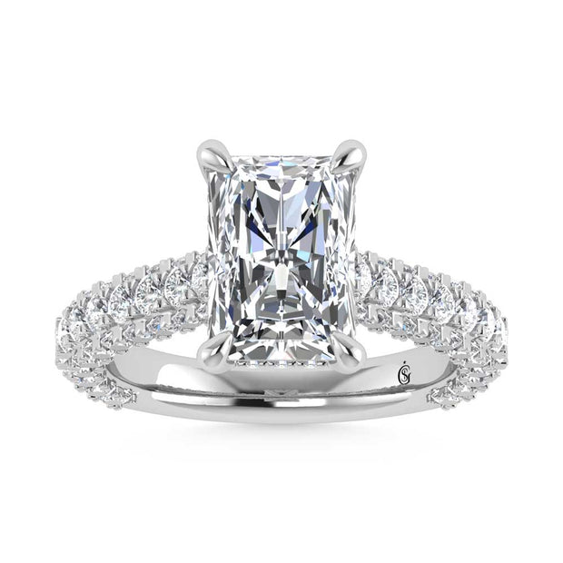 14K White Gold Lab Grown Diamond 4 1/4 Ct.Tw. Radiant Shape Engagement Ring