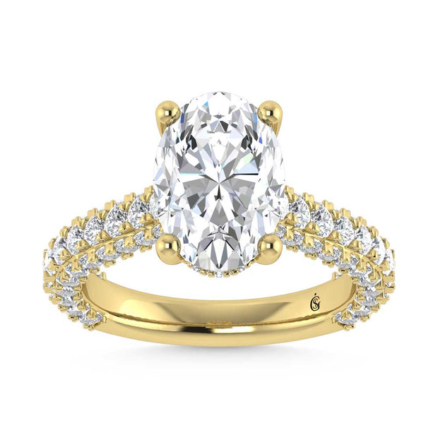 14K Yellow Gold Lab Grown Diamond 4 1/5 Ct.Tw. Oval Shape Engagement Ring