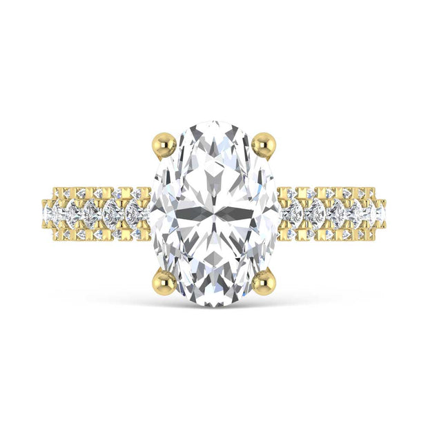 14K Yellow Gold Lab Grown Diamond 4 1/5 Ct.Tw. Oval Shape Engagement Ring