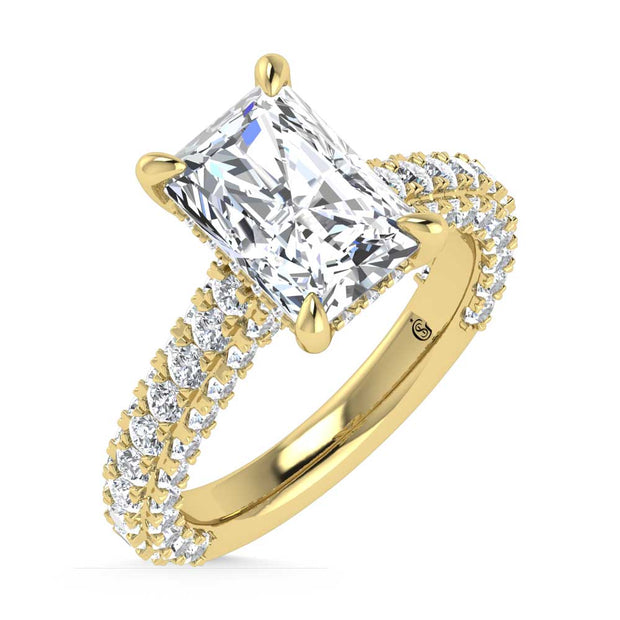 14K Yellow Gold Lab Grown Diamond 4 1/4 Ct.Tw. Radiant Shape Engagement Ring