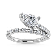 14K White Gold  1 1/4 Ct.Tw. Pear and Round Lab Grown Diamond Engagement Ring