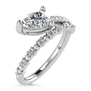 14K White Gold  1 1/4 Ct.Tw. Pear and Round Lab Grown Diamond Engagement Ring