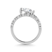 14K White Gold  1 1/4 Ct.Tw. Pear and Round Lab Grown Diamond Engagement Ring