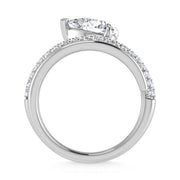 14K White Gold  1 5/8 Ct.Tw. Pear and Round Lab Grown Diamond Engagement Ring