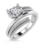 14K White Gold  1 5/8 Ct.Tw. Oval and Round Lab Grown Diamond Fashion Ring