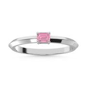 14K White Gold Emerald Shape Pink Lab Grown Diamond 1/4 Ct.Tw. Ring