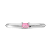 14K White Gold Emerald Shape Pink Lab Grown Diamond 1/4 Ct.Tw. Ring