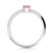 14K White Gold Emerald Shape Pink Lab Grown Diamond 1/4 Ct.Tw. Ring