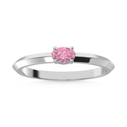 14K White Gold Oval Shape Pink Lab Grown Diamond 1/5 Ct.Tw. Ring