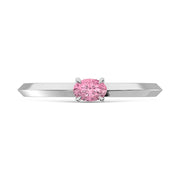 14K White Gold Oval Shape Pink Lab Grown Diamond 1/5 Ct.Tw. Ring
