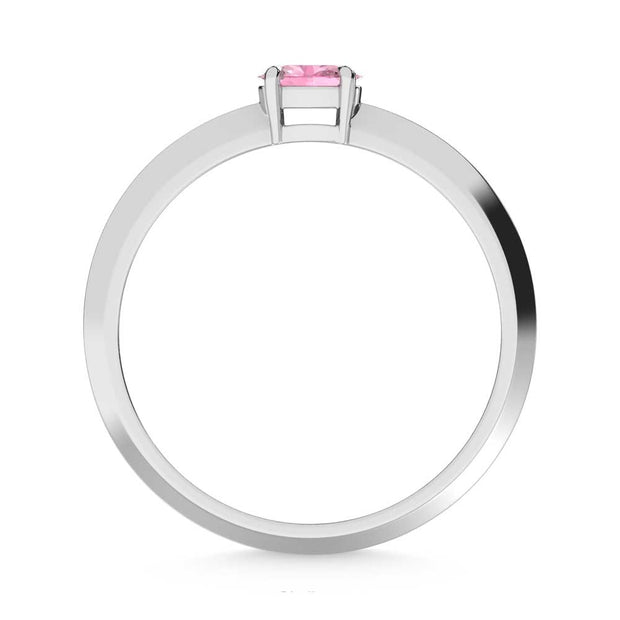 14K White Gold Oval Shape Pink Lab Grown Diamond 1/5 Ct.Tw. Ring