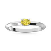 14K White Gold Oval Shape Yellow Lab Grown Diamond 1/5 Ct.Tw. Ring