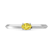 14K White Gold Oval Shape Yellow Lab Grown Diamond 1/5 Ct.Tw. Ring