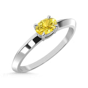14K White Gold Oval Shape Yellow Lab Grown Diamond 1/5 Ct.Tw. Ring
