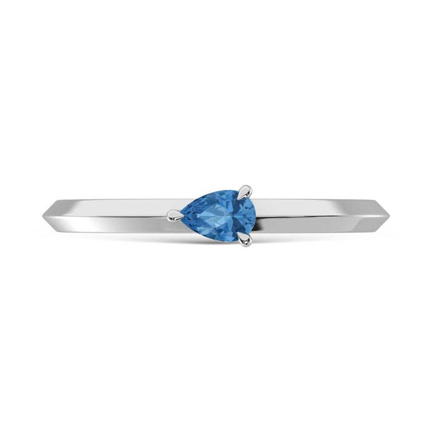 14K White Gold Pear Shape Blue Lab Grown Diamond 1/5 Ct.Tw. Ring