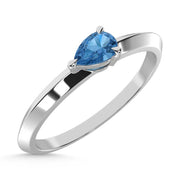 14K White Gold Pear Shape Blue Lab Grown Diamond 1/5 Ct.Tw. Ring