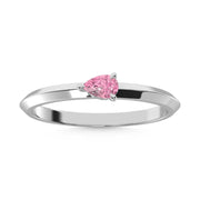 14K White Gold Pear Shape Pink Lab Grown Diamond 1/5 Ct.Tw. Ring