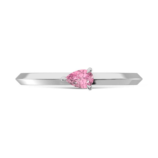 14K White Gold Pear Shape Pink Lab Grown Diamond 1/5 Ct.Tw. Ring