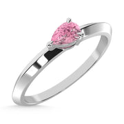 14K White Gold Pear Shape Pink Lab Grown Diamond 1/5 Ct.Tw. Ring
