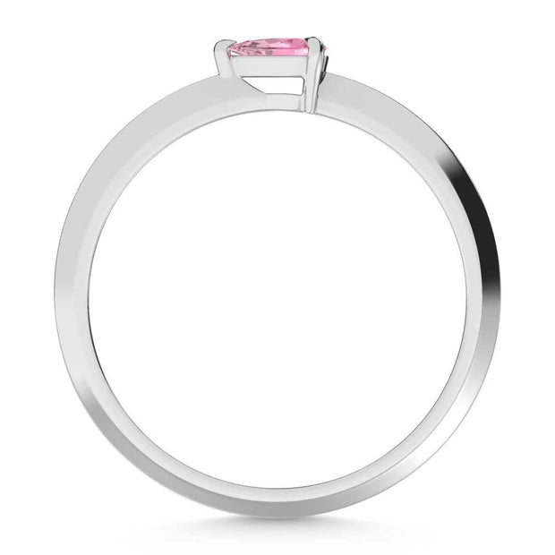 14K White Gold Pear Shape Pink Lab Grown Diamond 1/5 Ct.Tw. Ring