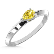 14K White Gold Pear Shape Yellow Lab Grown Diamond 1/5 Ct.Tw. Ring