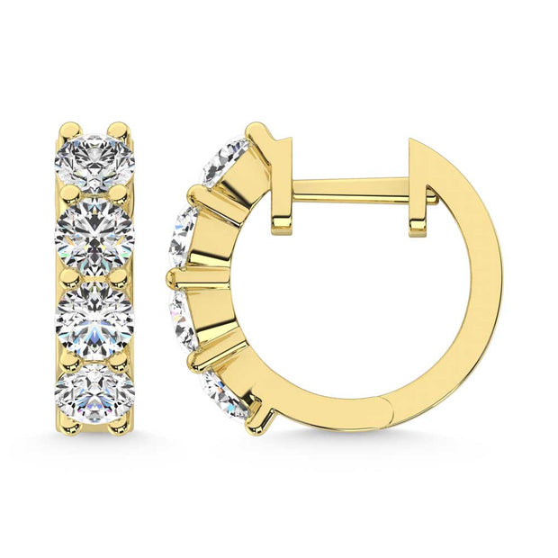 14K Yellow Gold Lab Grown Diamond 1 1/2 Ct.Tw. Hoop Earrings