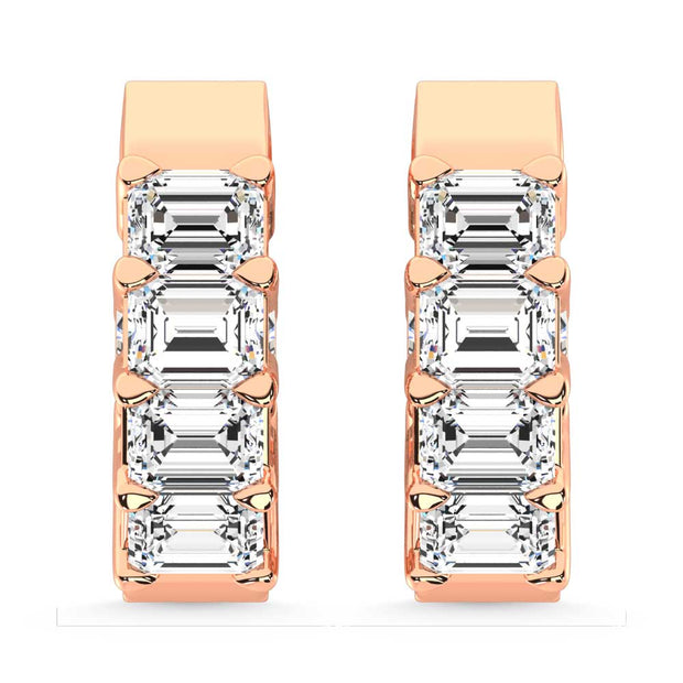 14K Rose Gold Lab Grown Diamond 2 Ct.Tw. Hoop Earrings