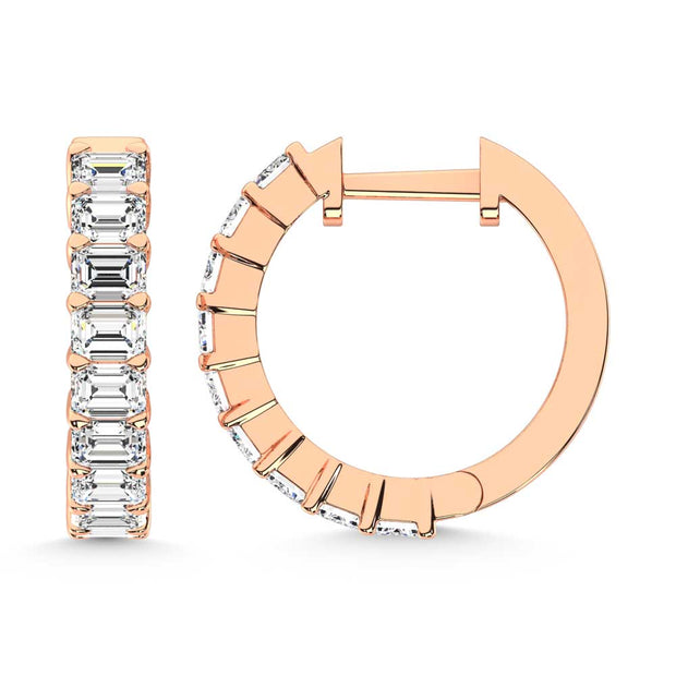 14K Rose Gold Lab Grown Diamond 1 1/2 Ct.Tw. Hoop Earrings