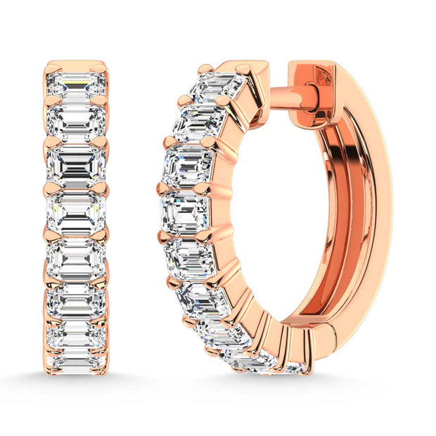 14K Rose Gold Lab Grown Diamond 1 1/2 Ct.Tw. Hoop Earrings