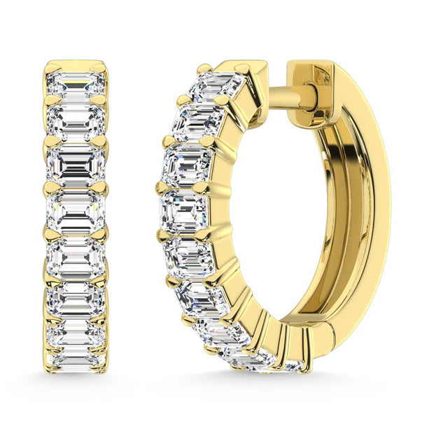 14K Yellow Gold Lab Grown Diamond 1 1/2 Ct.Tw. Hoop Earrings