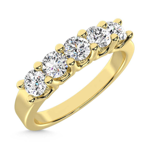 14K Yellow Gold Lab Grown Diamond 3/4 Ct.Tw. Half Way Band