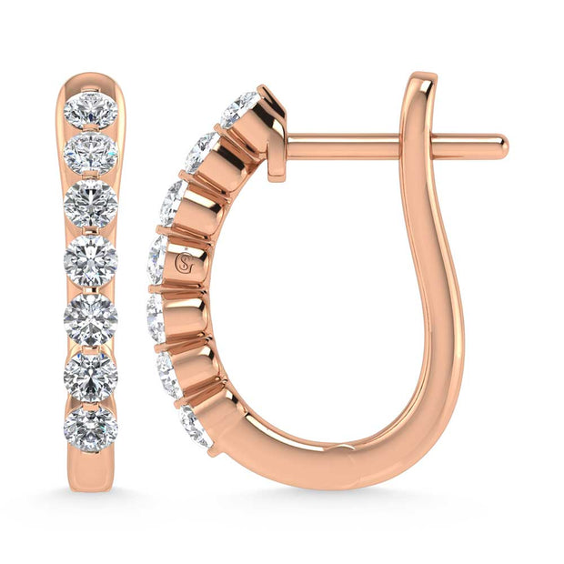 14K Rose Gold Lab Grown Diamond 1 Ct.Tw. Hoop Earrings