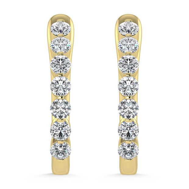 14K Yellow Gold Lab Grown Diamond 1 Ct.Tw. Hoop Earrings