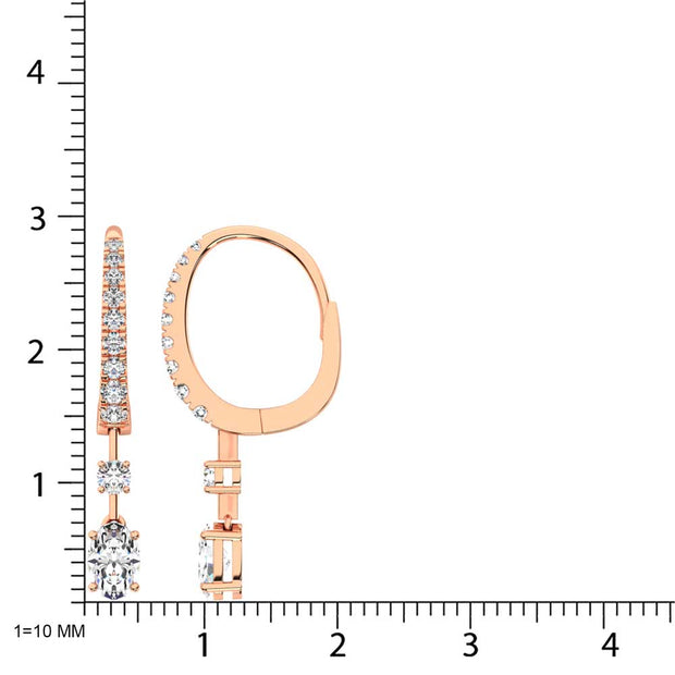 14K Rose Gold Lab Grown Diamond 1 1/3 Ct.Tw. Hoop Earrings