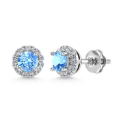 14K White Gold  3/4 Ct.Tw. White and Blue Lab Grown Diamond Stud Earrings