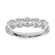 14K White Gold  Round Shape 1 Ct.Tw. 5 Stone Lab Grown Diamond Band