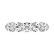 14K White Gold  Round Shape 1 Ct.Tw. 5 Stone Lab Grown Diamond Band