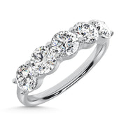 14K White Gold  Round Shape 1 Ct.Tw. 5 Stone Lab Grown Diamond Band