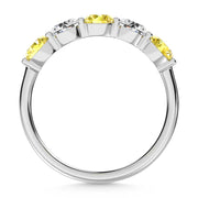 14K White Gold  1 Ct.Tw. 5 Stone Alternate White and Yellow Lab Grown Diamond Band