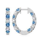 14K White Gold  2 Ct.Tw. Alternate White and Blue Lab Grown Diamond Hoop Earrings