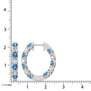 14K White Gold  2 Ct.Tw. Alternate White and Blue Lab Grown Diamond Hoop Earrings