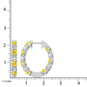 14K White Gold  3 Ct.Tw. Alternate White and Yellow Lab Grown Diamond Hoop Earrings