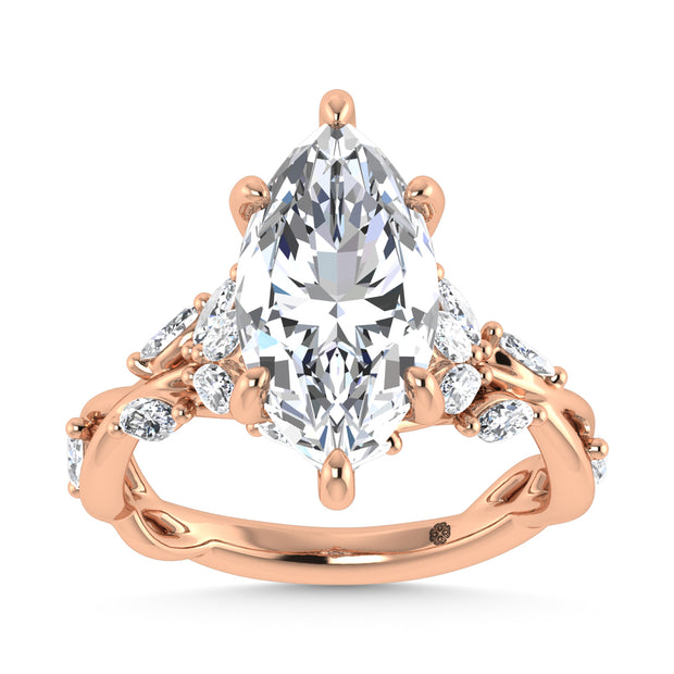 14K Rose Gold Lab Grown Diamond 3 1/2 Ct.Tw. Marquise Engagement Ring (Center 3 ct)