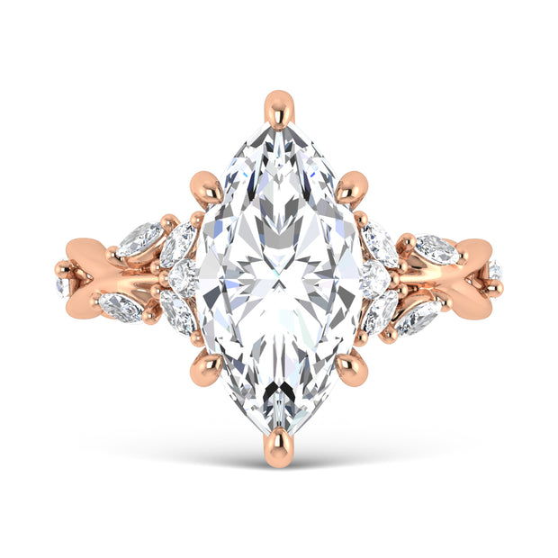 14K Rose Gold Lab Grown Diamond 3 1/2 Ct.Tw. Marquise Engagement Ring (Center 3 ct)